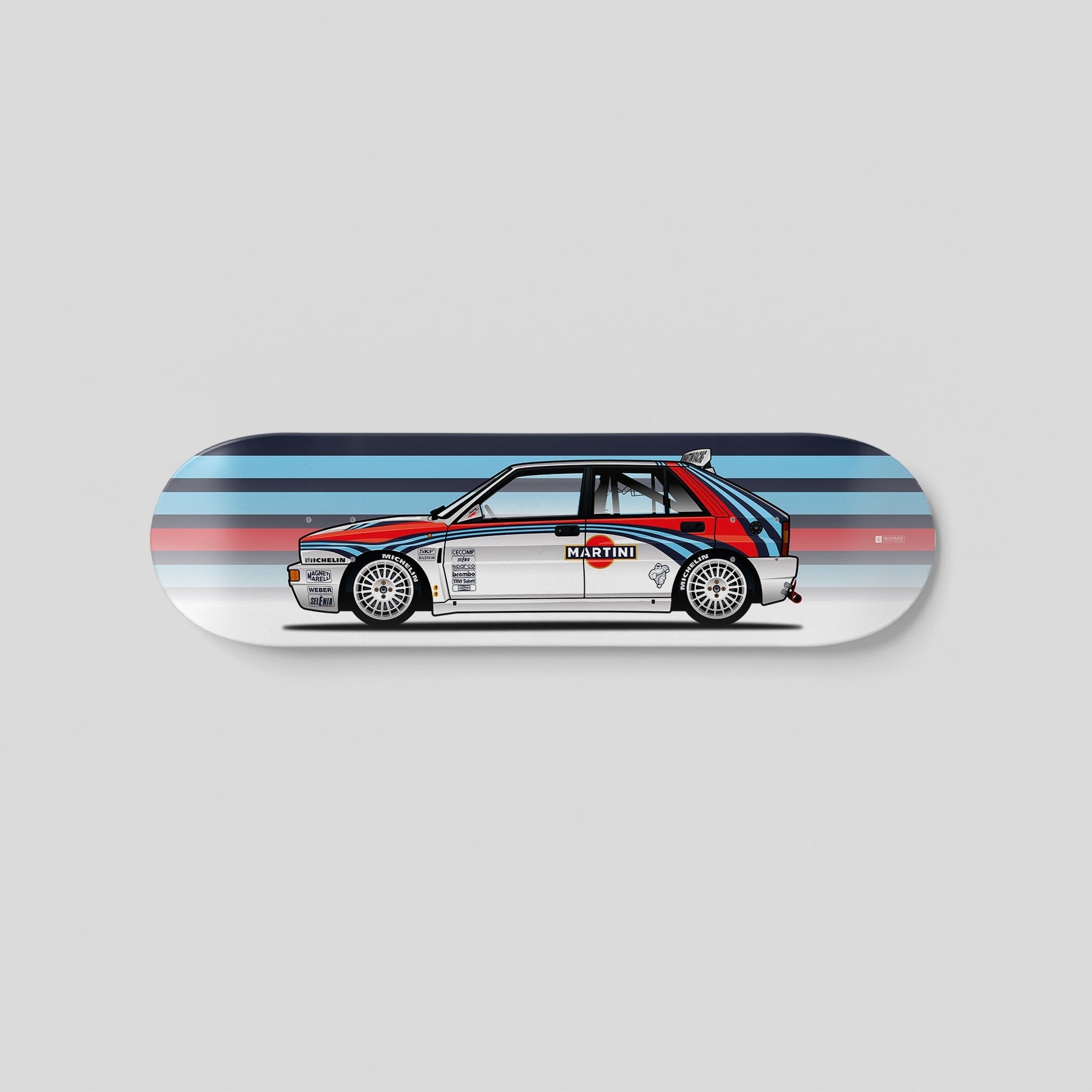 Lancia Delta Integrale Martini livery skateboard deck